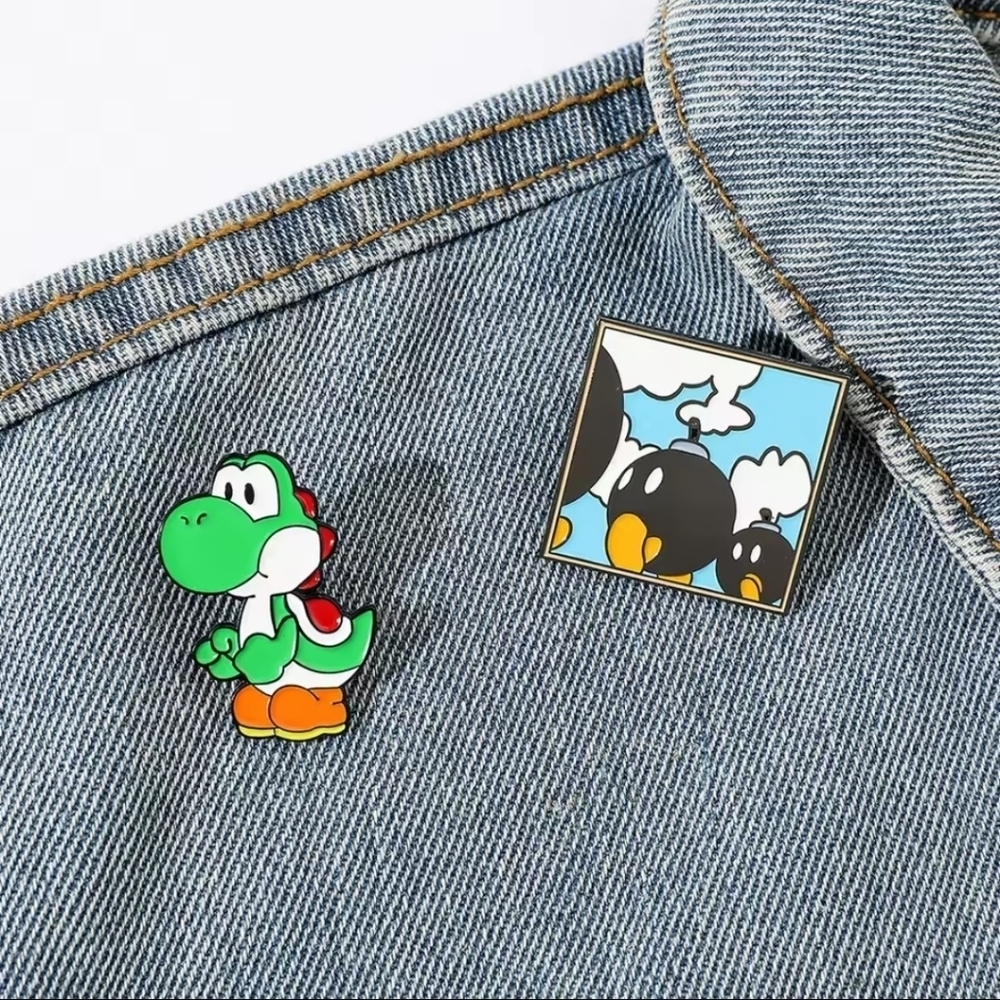 1 piece Super Mario Bros Yoshi and Bomb enamel pins bag backpack clothes hats